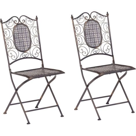 Set of 2 Garden Chairs BORMIO Folding Metal Black (1/5)