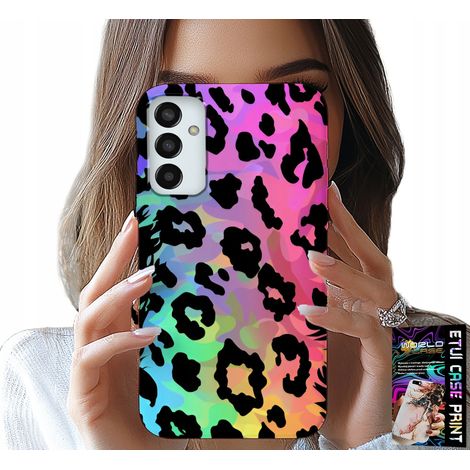 Custodia per Samsung Galaxy M23 - vetro posteriore con stampa leopardata arcobaleno colorata (1/5)