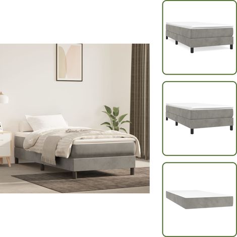 Cama de terciopelo - vidaXL Cama box spring con colchón terciopelo gris claro 90x190 cm - Cama de espuma