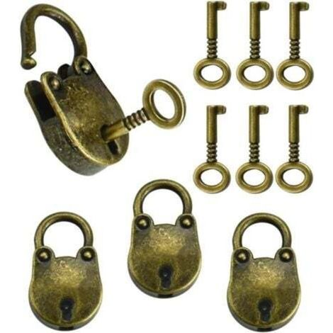 3 lucchetti vintage in lega di zinco, 35 x 21 cm, a forma di orsetto, antiruggine, mini lucchetti vintage robusti con 6 chiavi per piccoli bagagli.