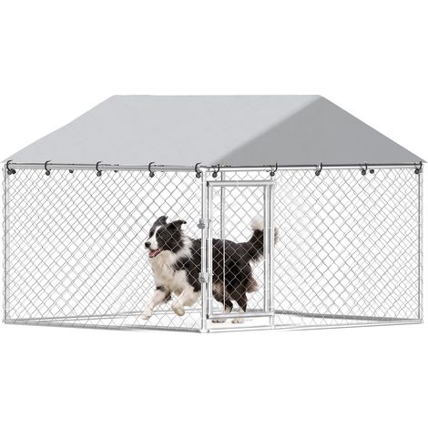 Enclos Extérieur Acier Galvanisé Argent Chien Imperméable (1/5)