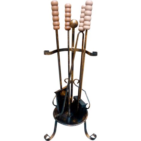 Ensemble cheminA e Alsace cm 63h en fer forgA avec 4 outils poA le cheminA e