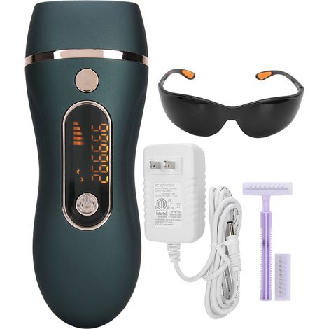 Appareil d'épilation laser IPL 990 000 flashs, appareil d'épilation électrique, vert et noir (prise standard américaine 110-240V). (1/5)