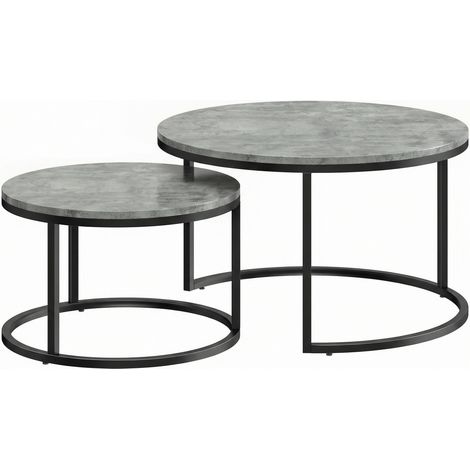 GagaSet de 2 Tables Basses Gigognes Modernes Metal Gris (1/5)