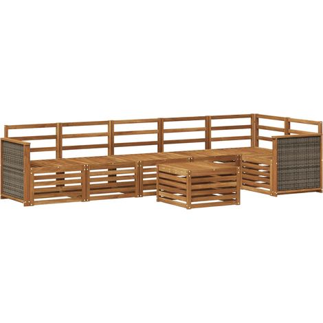 Set di divani da esterno 6 pz Naturale Legno di Acacia Massello vidaXL (1/5)