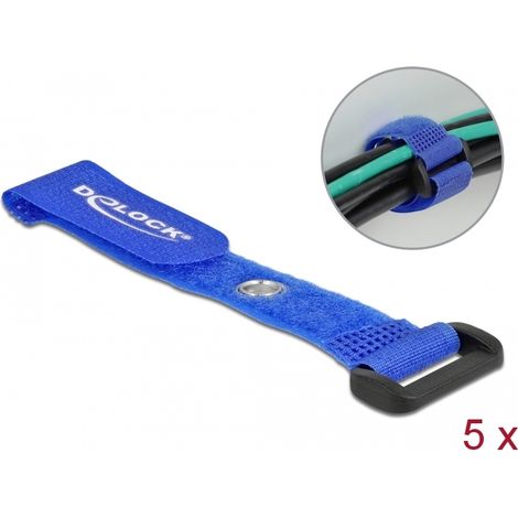 Delock Brida de cable con lazo y ojal de sujeciÃ³n LA 150 x AN 20 mm azul 5 piezas