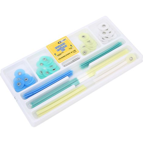 Disques et bandes de polissage pour composite dentaire, outil de finition et lissage, kit de soins bucco-dentaires, accessoire prothésiste dentaire. (1/5)