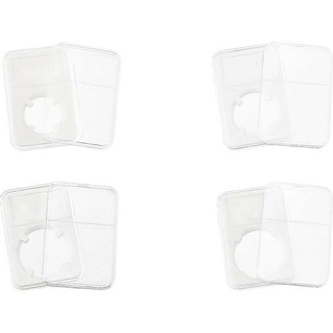 Lot de 8 présentoirs à pièces à clip, 4 boîtes blanches de tailles différentes pour collectionneurs, avec support pour pièces de 1 dollar en plastique. (1/5)