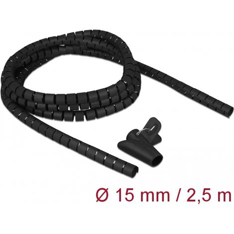 Delock Manguera en espiral con herramienta de tiro 2,5 m x 15 mm negro