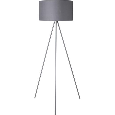 Lampada Piantana Treppiedi Dimmerabile Moderna Paralume E27 60W Tessuto Grigio (1/4)