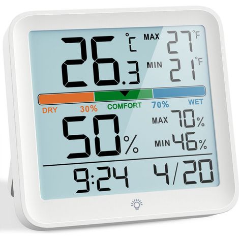 royaluxe - Horloge de mesure de température et d'humidité à écran couleur Réveil électronique d'intérieur multifonctionnel avec rétro-éclairage (1/5)
