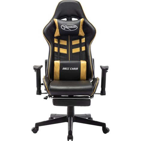 Maison Exclusive - Chaise de jeu avec repose-pied Noir et doré Cuir artificiel