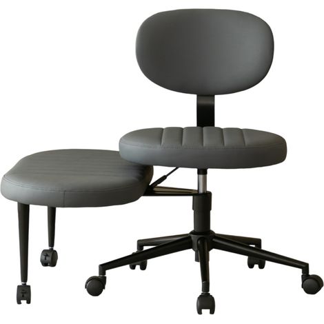 Sedia da ufficio ergonomica grigia con poggiapiedi integrato e altezza regolabile (1/5)
