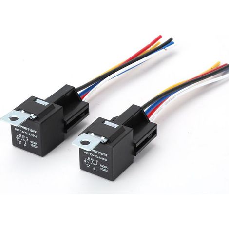 Relais à dos en fer 40 A, 12 V, 5 broches, avec support relais automobile, 12 V/24 V, pour utilisation dans les phares, les climatiseurs, les klaxons, etc. 40 A/12 V, 4 broches, avec support, verrou (1/4)