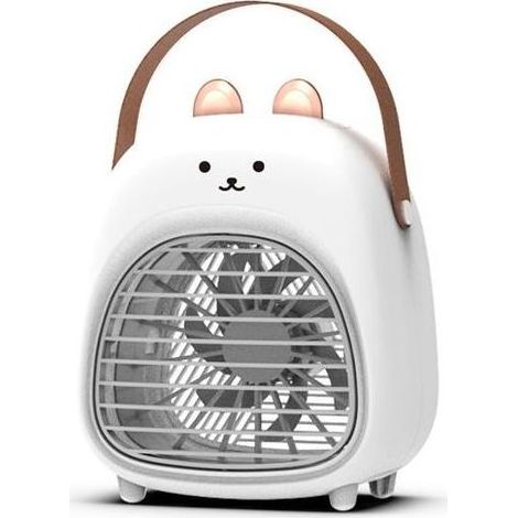Climatiseur portable, ventilateur par évaporation, 3 vitesses, 2 brumisateurs, mini climatiseur personnel USB en forme (blanc) (1/3)