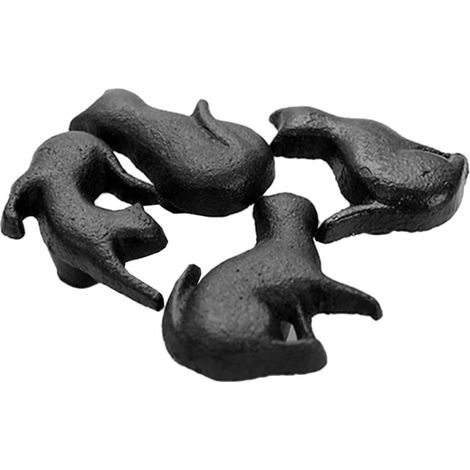 4 boutons de meuble vintage en forme de chat en fonte noire (1/5)