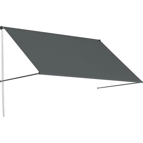 Manuell einziehbare Markise, verstellbare Neigung, 195 x 120 cm, UV-Schutz, Aluminium, Polyester, dunkelgrau