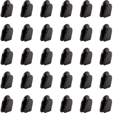 Lot de 30 Crochets Adhésifs Noirs Invisibles - Crochets Muraux Autocollants pour Serviettes, Vêtements, Clés de Voiture - Idéal pour Salle de Bain, Cuisine, Chambre, Garage (1/5)