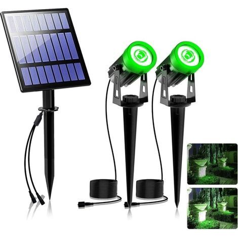 Luz de seguridad solar para jardín, resistente al agua IP65, interruptor automático, ideal para patio y jardín, verde (1/4)