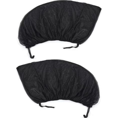 Paire de pare-soleil de voiture, rideau anti-moustiques pour fenêtre, maille noire, couverture de protection solaire latérale arrière (1/5)