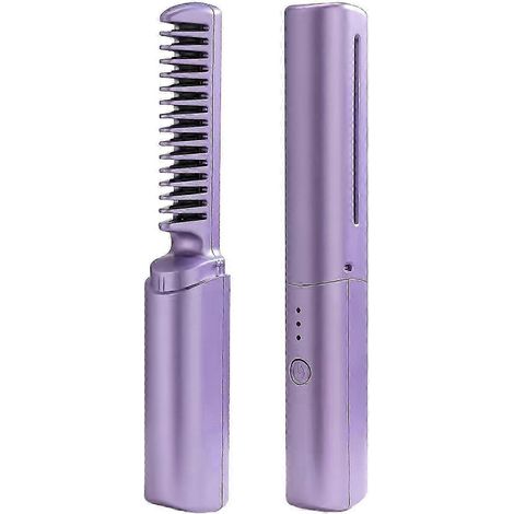 Brosse lissante 2 en 1 en céramique ionique avec température réglable, idéale pour les voyages. (1/5)