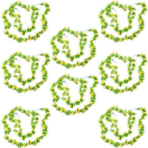 Lot de 8 (petites roses jaunes), 40 têtes, guirlandes de roses artificielles, décorations de clôture, ornements de salon et de mariage, tentures murales, fleurs artificielles. (1/2)