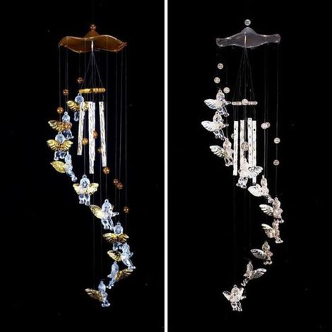 Carillon éolien - - Ange d\'amour - Argenté - 70 cm - Décoration de jardin (1/4)