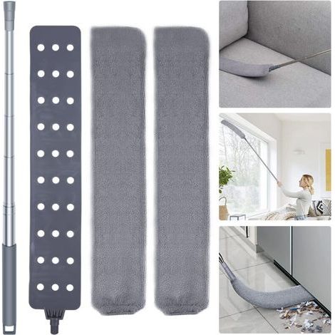 Teleskop-Mikrofaserbesen – Verstellbarer Stiel 79–155 cm – Für Ecken und Nischen – 2 Bezüge inklusive (1/5)