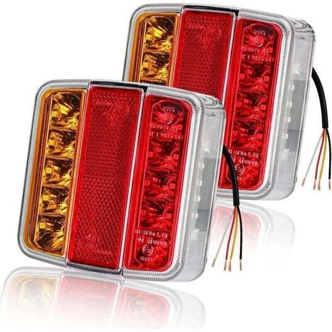 2 pièces feux arrière de remorque 26 LED 12 V feux arrière clignotants feux stop réflecteurs feux de plaque d'immatriculation IP67 étanche multifonction remorque camion caravane van bateau (1/5)