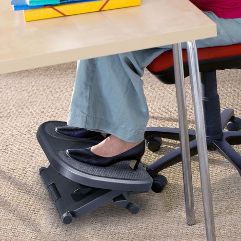 Repose-pied ergonomique de bureau hauteur et inclinaison réglables 45L x 34l cm gris (1/5)