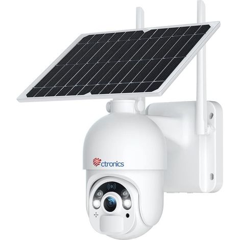 Ctronics Caméra Surveillance Solaire WiFi Extérieure 2,5K 4MP PTZ, Batterie Rechargeable, Vision Nocturne Couleur, Détection PIR Humaine, Audio Bidirectionnel, IP66 (1/5)