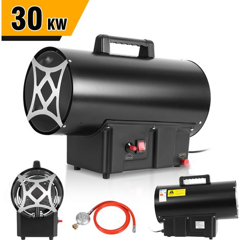 Jiubiaz Canon à chaleur gaz GPL 30 kW, chauffage de chantier soufflant 650 m³/h, pour atelier garage entrepôt, surface jusqu’à 450 m² (1/5)