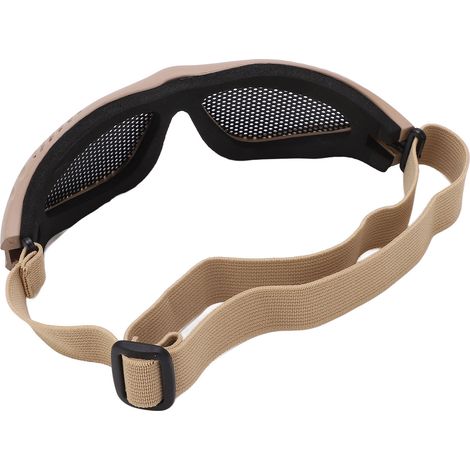 Lunettes de sécurité résistantes aux chocs, résistantes au sable, à sangle respirante, en maille de fer, avec sac de rangement, marron (1/5)