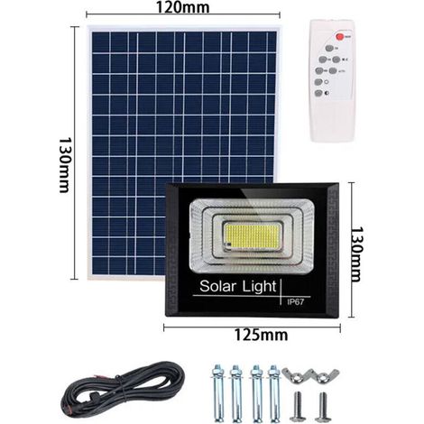 Solarstrahler mit Fernbedienung, Timer und Helligkeitsregelung, 25 W, 44 Stück