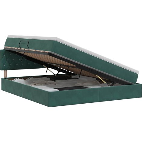 Letto con Contenitore Verde Scuro 140 x 200 cm Velluto vidaXL (1/5)