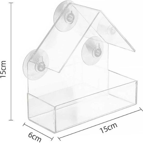 Mangeoire à oiseaux pour fenêtre - Mangeoire à ventouse transparente murale sans perçage pour cage à oiseaux - Accessoires pour animaux de compagnie (1/5)