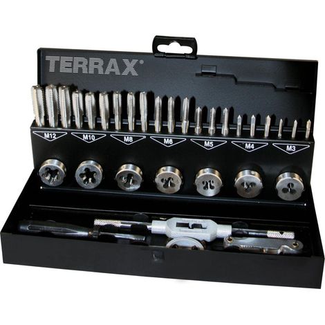 TERRAX by RUKO Set di maschi e filiere 31 pz. HSS in cassetta di lamiera d'acciaio - A245013