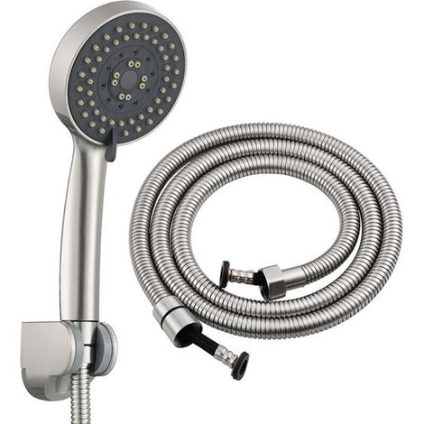 Pomme de douche haute pression, douche à économie d'eau Pommeau de douche, 5 niveaux de réglage, pommeau de douche économique, pommeau de douche de salle de bain, pommeau de douche avec flexible de 1, (1/4)