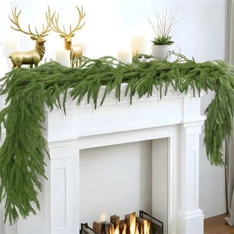 Guirlande De Noël - Guirlande En Pin Norfolk Artificielle 274 Cm - Pour Cheminée, Manteau, Intérieur Extérieur - 1 Pièce (1/5)