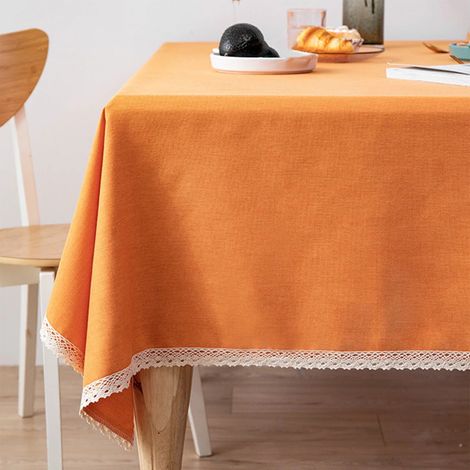 La face de la table, l'orange, le coton et le lin, 140x140cm, l'ensemble des 1 pièce (1/5)