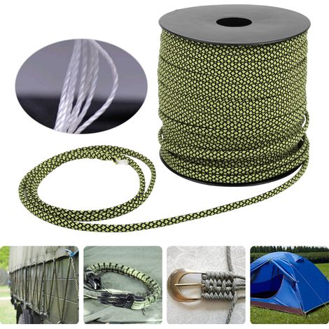 Corde en nylon robuste 4mm x 50m pour activités extérieures, bushcraft et fabrication de bracelets de survie vert/noir