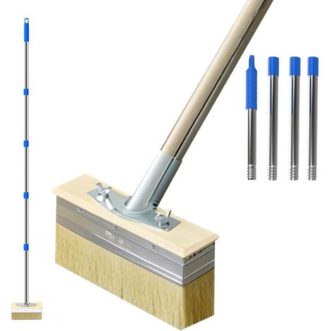Varnishing Brushes with Long Extendable Handle 150 cm, Flat Wall Brush Wide 18 cm, Cleaning Brush for Painting, Terrace, Oil Applicator for Exterior Wood Paints, Walls, Ceilings, Sheds, Fences (1/5)
