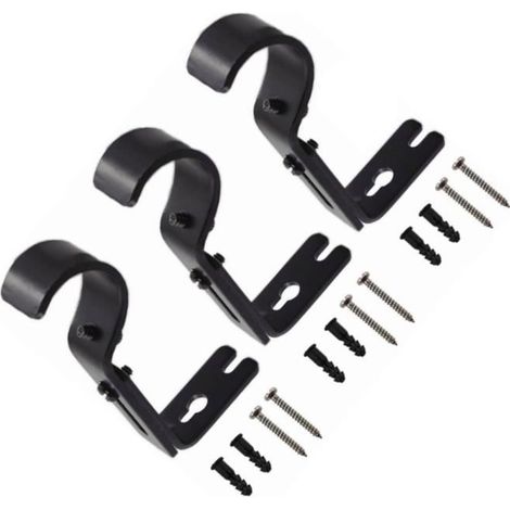 SALUTUYA Verstellbare Gardinenstangenhalterungen, 3-teiliges Set, wandseitig verstellbare Haken für DIY-Gardinenstangen.