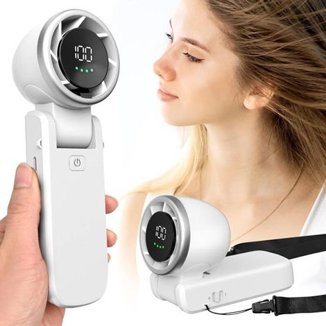 Bardusch-Ventilateur portable, refroidissement turbo 100 vitesses, mini ventilateur pliable 3 en 1, rechargeable par USB-C, réglable à 180° (1/5)