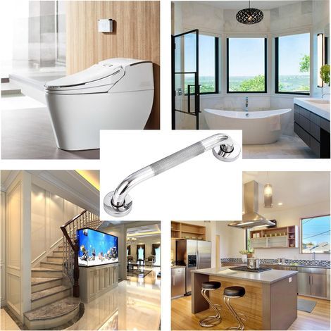 Bathroom Grab Bar 304 Stainless Steel with Non-Slip Handle for Bathtub, Toilet, Bathroom, Stair Handrail (2 Pack) (1/4)
