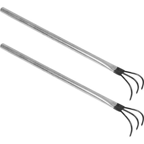 Kit de 2 Outils de Récolte de Champignons en Acier Inoxydable Argenté, Râteau Portable à Trois Griffes, Facile à Utiliser Cueillette en Prairies (1/5)
