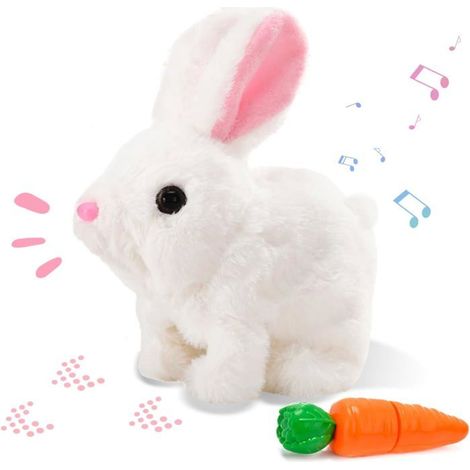 Lapin interactif, 18cm Lapin en Peluche interactif, Jouet de Lapin électrique, Lapin Jouet Interactif Éducatif, Jouet de Lapin