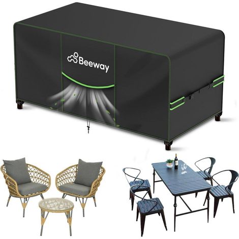 Gartenmöbel Abdeckung 120x90x73cm wasserdicht 420D Oxford UV-Schutz schwarz (1/5)