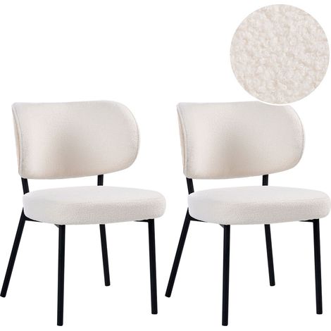 Set di 2 sedie da pranzo in ecopelle con gambe in ferro nero bianco sporco Wonder