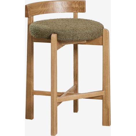 Tabouret haut en bois de chêne et revêtement Manila SKLUM  ↑65 cm
